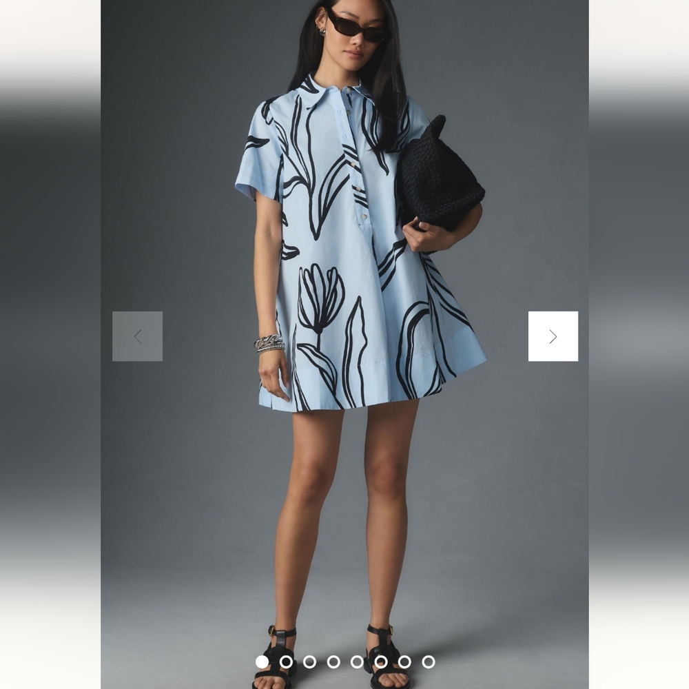 ANTHROPOLOGIE The Pollie Short-Sleeve Swing Tunic Mini Dress size Small